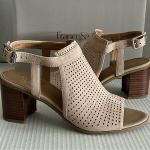 Franco Sarto Beige Block Heel Sandals
